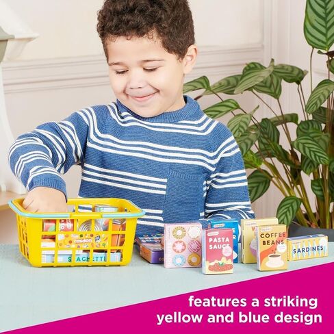 Casdon 62801.AMA002 Colourful Toy Shopping Basket for Children Aged 2+ | Comes with Miniature Versions of Popular Branded Foods in Kuwait