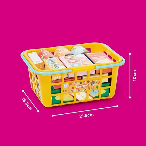 Casdon 62801.AMA002 Colourful Toy Shopping Basket for Children Aged 2+ | Comes with Miniature Versions of Popular Branded Foods in Kuwait