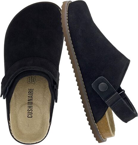 CUSHIONAIRE Boulder Genuine Leather Clogs for Women, Slingback Slip On Shoes with Adjustable Swivel Back Strap and Memory Foam Footbed in Saudi Arabia