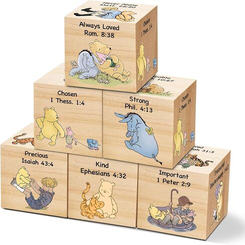 6 Pcs Inspirational Winnie Nursery Decor for Girls and Boys Wooden Classic the Pooh Decorations Winnie Baby Table Wooden Decorations Winnie the Pooh Shelf Decor for Bedroom Playroom Gifts 1.6 Inch in Kuwait