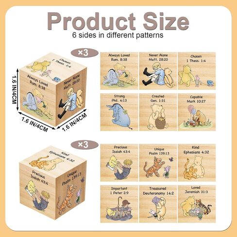 6 Pcs Inspirational Winnie Nursery Decor for Girls and Boys Wooden Classic the Pooh Decorations Winnie Baby Table Wooden Decorations Winnie the Pooh Shelf Decor for Bedroom Playroom Gifts 1.6 Inch in Kuwait