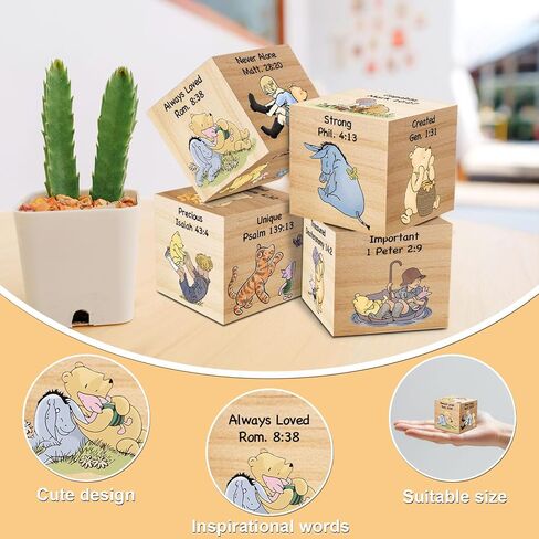 6 Pcs Inspirational Winnie Nursery Decor for Girls and Boys Wooden Classic the Pooh Decorations Winnie Baby Table Wooden Decorations Winnie the Pooh Shelf Decor for Bedroom Playroom Gifts 1.6 Inch in Kuwait