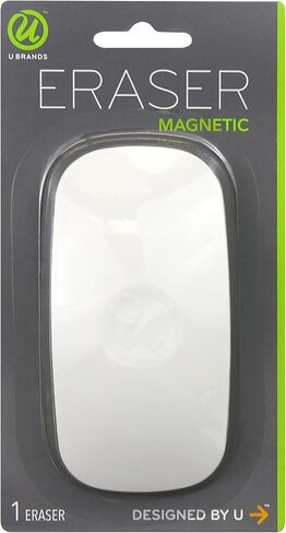 U Brands Magnetic Dry Erase Board Eraser, Felt Bottom Surface, 4.5 x 2.25 x 1 Inches & Low Odor Magnetic Dry Erase Markers with Erasers, Medium Point, Assorted Colors, 6-Count - 520U06-24 in Saudi Arabia