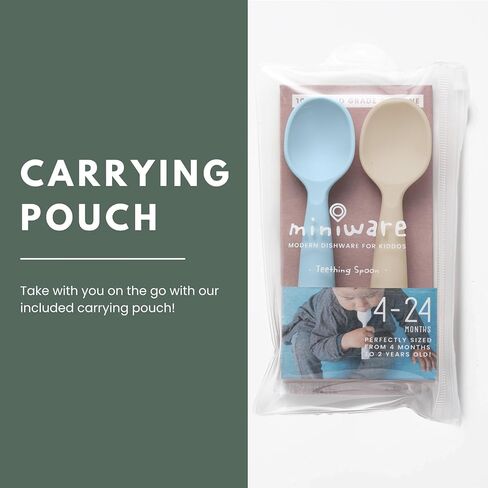 Miniware Silicone Baby Spoon for Training - BPA Free Baby Utensils - Baby Spoons Self Feeding 6 Months | 100% Food Grade Silicone - Modern & Dishwasher Safe Toddler Spoons (Grey and Lavender, 2 Pack) in Kuwait