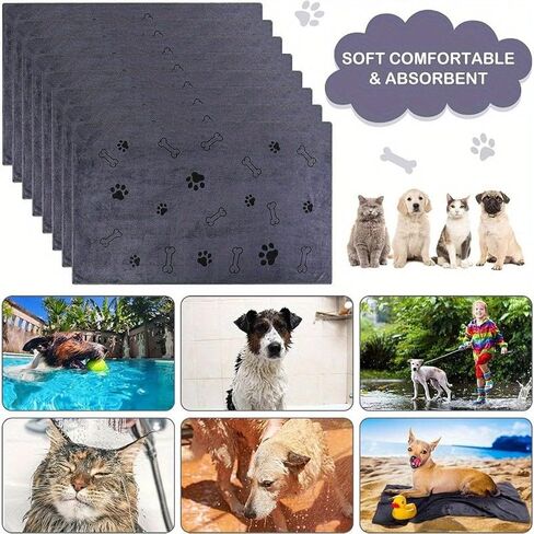 Dog Towels for Drying Dogs,Microfiber Pet Grooming Towel Quick Drying Bathing Supplies Bathing Shower BeachTowel for Dogs Cats and Other Pets,Grey 1-Pack in Kuwait