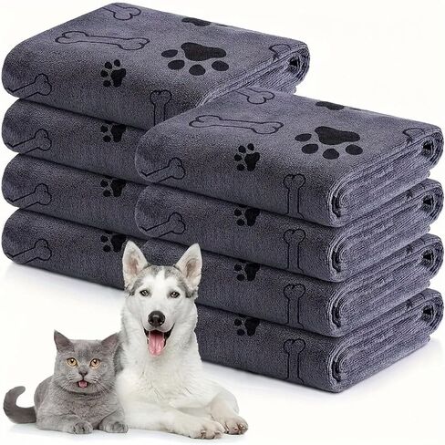 Dog Towels for Drying Dogs,Microfiber Pet Grooming Towel Quick Drying Bathing Supplies Bathing Shower BeachTowel for Dogs Cats and Other Pets,Grey 1-Pack in Kuwait