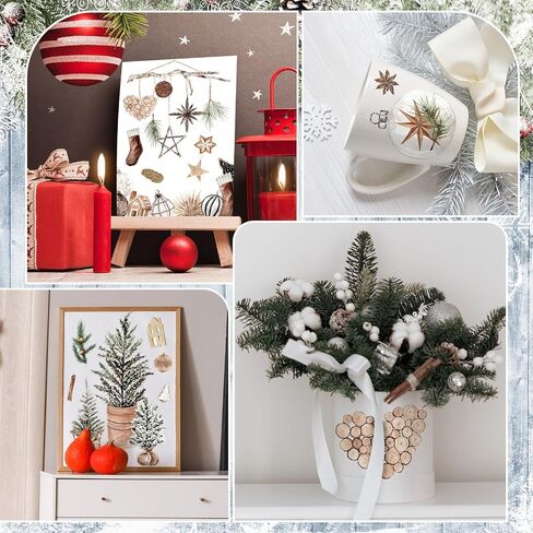 Discipreath 16 Sheets Rustic Christmas Ruct على عمليات نقل الحرف اليدوية شجرة الزهور الجوارب الجوارب الجوارب ، فرك على الشارات على شارات مظروف الألبان الخشبية ، 5.9x5.9 '(نمط بوهو) in Saudi Arabia