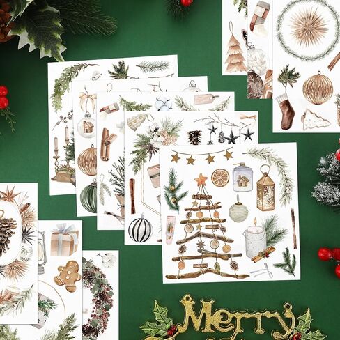 Discipreath 16 Sheets Rustic Christmas Ruct على عمليات نقل الحرف اليدوية شجرة الزهور الجوارب الجوارب الجوارب ، فرك على الشارات على شارات مظروف الألبان الخشبية ، 5.9x5.9 '(نمط بوهو) in Saudi Arabia
