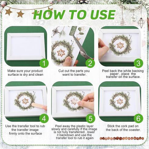 Discipreath 16 Sheets Rustic Christmas Ruct على عمليات نقل الحرف اليدوية شجرة الزهور الجوارب الجوارب الجوارب ، فرك على الشارات على شارات مظروف الألبان الخشبية ، 5.9x5.9 '(نمط بوهو) in Saudi Arabia