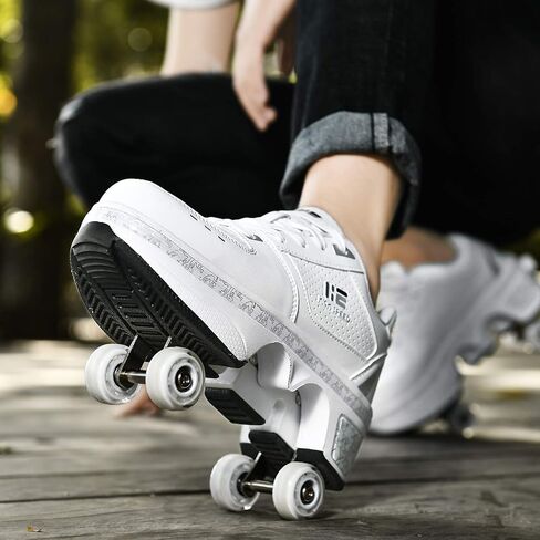 TAILORIA Four-Wheel Recyclable Roller Skate Shoes 2-in-1 Skate Shoes Unisex Roller Shoes Ladies Kick-Roller Shoes Outdoor Skates Adult Skating Cool Running in Saudi Arabia