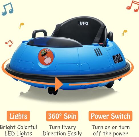 12V Electric Ride on Bumper Car for Toddlers, Kids Bumper Car with Remote Control, 360 Degree Spin, 3 Speed, LED Lights, Dual Joysticks, Safety Belt for 18+ Months Kids, Green in Saudi Arabia