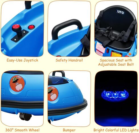 12V Electric Ride on Bumper Car for Toddlers, Kids Bumper Car with Remote Control, 360 Degree Spin, 3 Speed, LED Lights, Dual Joysticks, Safety Belt for 18+ Months Kids, Green in Saudi Arabia