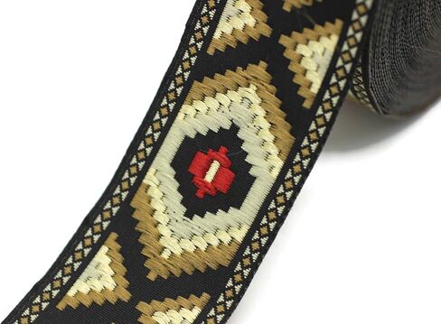 10.9 Yards Spool 1.37 inch Wide Dark Beige and Camel Color Jacquard Ribbon Embroidered Trim Woven Border DIY Crafting 35952 V2 in Saudi Arabia
