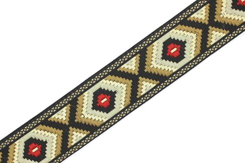 10.9 Yards Spool 1.37 inch Wide Dark Beige and Camel Color Jacquard Ribbon Embroidered Trim Woven Border DIY Crafting 35952 V2 in Saudi Arabia