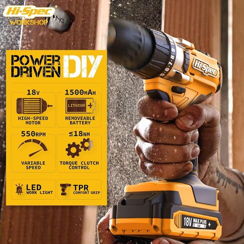 Hi-Spec 58pc 18V Cordless Power Drill Driver, Bit Set & Case. Complete Pink Drill and Drill Bit Set for Home & Garage DIY in Kuwait