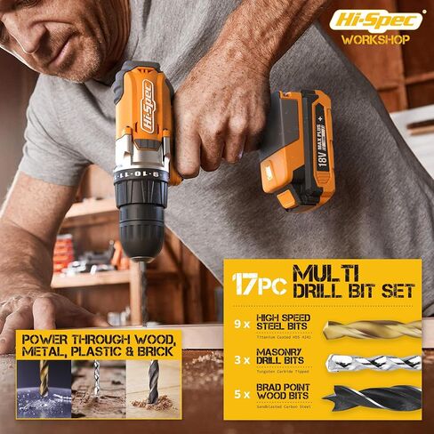 Hi-Spec 58pc 18V Cordless Power Drill Driver, Bit Set & Case. Complete Pink Drill and Drill Bit Set for Home & Garage DIY in Kuwait