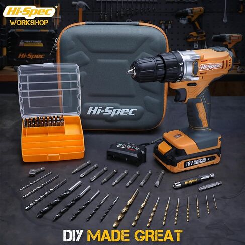 Hi-Spec 58pc 18V Cordless Power Drill Driver, Bit Set & Case. Complete Pink Drill and Drill Bit Set for Home & Garage DIY in Kuwait