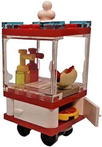 Building Bricks Toys Blocks NewsStand Pizza Hot Dog Fast Food Corner-Compatible with All Brands-MOC Minifigure City Town Village (HOT Dog Stand W/Pizza) in Saudi Arabia