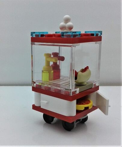 Building Bricks Toys Blocks NewsStand Pizza Hot Dog Fast Food Corner-Compatible with All Brands-MOC Minifigure City Town Village (HOT Dog Stand W/Pizza) in Saudi Arabia