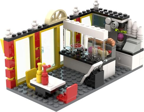 Building Bricks Toys Blocks NewsStand Pizza Hot Dog Fast Food Corner-Compatible with All Brands-MOC Minifigure City Town Village (HOT Dog Stand W/Pizza) in Saudi Arabia
