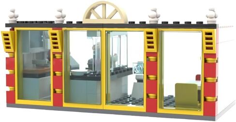 Building Bricks Toys Blocks NewsStand Pizza Hot Dog Fast Food Corner-Compatible with All Brands-MOC Minifigure City Town Village (HOT Dog Stand W/Pizza) in Saudi Arabia