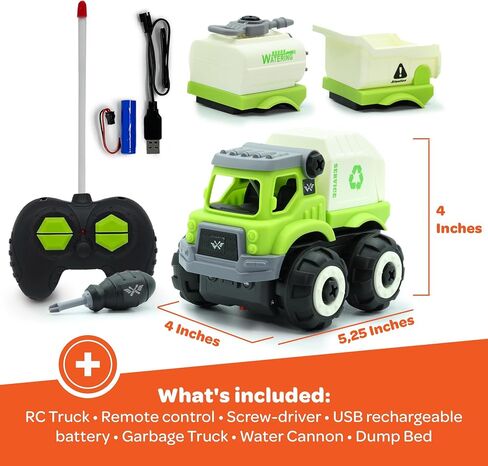 3-in-1 Build N Drive RC Truck - Take Apart Toy Building Kit for Boys - 20pc STEM Set, Car Building Toys for Kids 3-6 - Crane, Cement Mixer and Dump Truck in Saudi Arabia