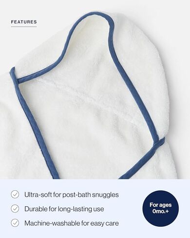 منشفة لالو بغطاء للرأس - 100% قطن عضوي، ناعمة على البشرة الحساسة، مريحة وذات قدرة على الامتصاص، منشفة حمام أطفال بغطاء للرأس قابلة للغسل في الغسالة - جوز الهند in Kuwait