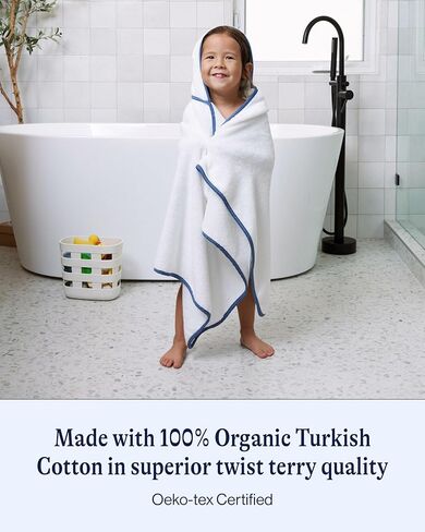 منشفة لالو بغطاء للرأس - 100% قطن عضوي، ناعمة على البشرة الحساسة، مريحة وذات قدرة على الامتصاص، منشفة حمام أطفال بغطاء للرأس قابلة للغسل في الغسالة - جوز الهند in Kuwait