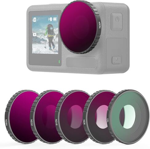 مجموعة مرشح NEEWER ND/CPL متوافقة مع DJI Osmo Action 3، زجاج بصري عالي الدقة ND8/PL+ND16/PL+ND32/PL+ND64/PL+CPL، إطار من الألومنيوم ملحقات كاميرا عمل طاردة للماء متعددة الطبقات، 5 عبوات in Kuwait