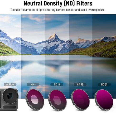 مجموعة مرشح NEEWER ND/CPL متوافقة مع DJI Osmo Action 3، زجاج بصري عالي الدقة ND8/PL+ND16/PL+ND32/PL+ND64/PL+CPL، إطار من الألومنيوم ملحقات كاميرا عمل طاردة للماء متعددة الطبقات، 5 عبوات in Kuwait