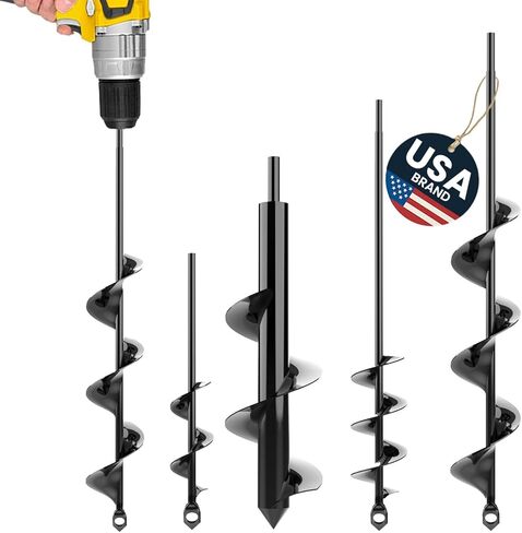 Auger Drill Bit for Planting 3 Pack - with Extension - Garden Tools Spiral Hole Drill Planter for Bulb Planting, Fence Post, Umbrella Holes - 3/8'' Hex Drive Drill - Gardening, Hole Digger Yard Tools in Kuwait
