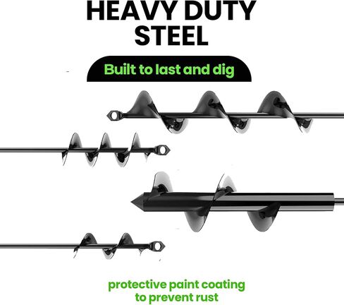 Auger Drill Bit for Planting 3 Pack - with Extension - Garden Tools Spiral Hole Drill Planter for Bulb Planting, Fence Post, Umbrella Holes - 3/8'' Hex Drive Drill - Gardening, Hole Digger Yard Tools in Kuwait