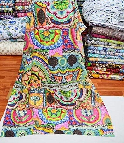 Hand Block Printed Indian Natural Cotton Jaipuri Print Sanganeri Kurti Print Fabric by 5 Yard in Saudi Arabia