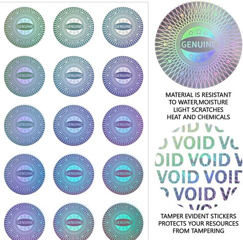 OLYCRAFT 480Pcs/10 Sheets Hologram Tamper Evident Labels 0.8 inch Genuine Security Stickers Tamper Evident Seal Holographic Round Stickers Authentic Hologram Labels for DIY Card Craft Paper Package in Saudi Arabia