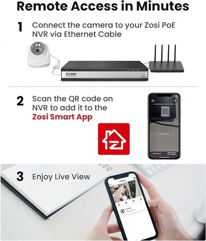ZOSI C220 8CH 5MP NVR with 8 x 4MP Audio PoE CCTV Camera System, 2TB HDD in Kuwait