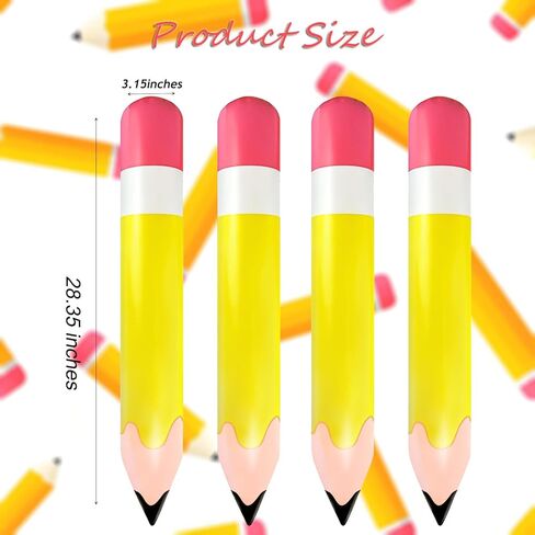4 Pcs Large Giant Inflatable Pencil Balloon Birthday Party Back To School Graduation Favor Blow Up Balloon Hanging Classroom Decoration Suitable for Classroom Garden Room Birthday Party Decorations in Kuwait