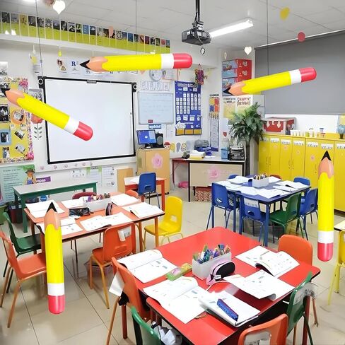 4 Pcs Large Giant Inflatable Pencil Balloon Birthday Party Back To School Graduation Favor Blow Up Balloon Hanging Classroom Decoration Suitable for Classroom Garden Room Birthday Party Decorations in Kuwait
