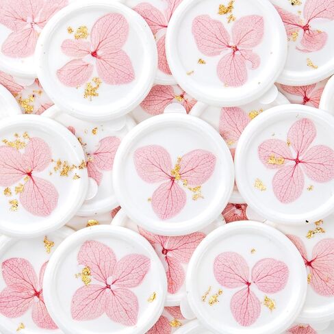 20pcs Handmade Floral Wax Seal Stickers - Dried Flower Self-Adhesive Seals，White Wax Sealing for Wedding Invitations, Gifts Wrap, Envelopes(Pink) in Kuwait
