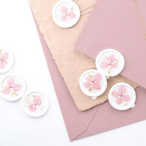 20pcs Handmade Floral Wax Seal Stickers - Dried Flower Self-Adhesive Seals，White Wax Sealing for Wedding Invitations, Gifts Wrap, Envelopes(Pink) in Kuwait