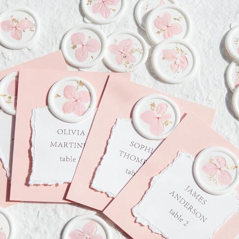 20pcs Handmade Floral Wax Seal Stickers - Dried Flower Self-Adhesive Seals，White Wax Sealing for Wedding Invitations, Gifts Wrap, Envelopes(Pink) in Kuwait
