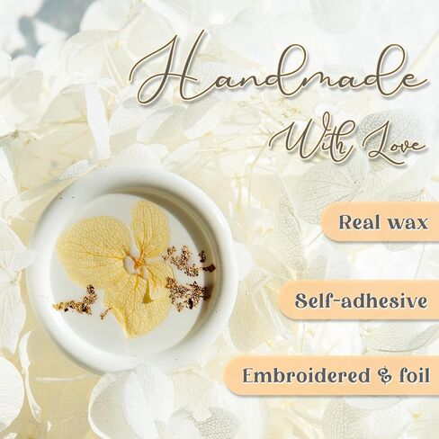 20pcs Handmade Floral Wax Seal Stickers - Dried Flower Self-Adhesive Seals，White Wax Sealing for Wedding Invitations, Gifts Wrap, Envelopes(Pink) in Kuwait