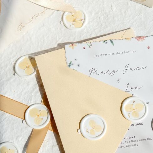 20pcs Handmade Floral Wax Seal Stickers - Dried Flower Self-Adhesive Seals，White Wax Sealing for Wedding Invitations, Gifts Wrap, Envelopes(Pink) in Kuwait
