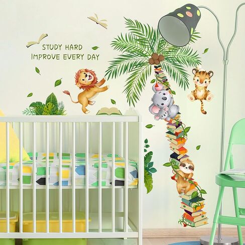 Library Decor Monkey Wall Decals Peel and Stick Wall Stickers & Murals Classroom Wall Stickers Decor Reading Room Vinyl Wall Murals Peel and Stick Reading Corner Classroom Book Wall Decals in Kuwait