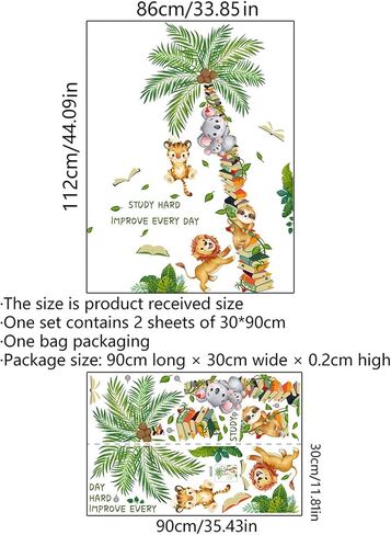 Library Decor Monkey Wall Decals Peel and Stick Wall Stickers & Murals Classroom Wall Stickers Decor Reading Room Vinyl Wall Murals Peel and Stick Reading Corner Classroom Book Wall Decals in Kuwait