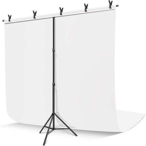 Black White Backdrop with Stand Kit 5x6.5FT, 2-in-1 Photo Background | Portable, adjustable, carry bag & 5 clamps, photo backdrop with T shape stand, for photography video meeting in Saudi Arabia