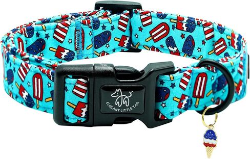 Elegant little tail Independence Dog Collar, 4th of July Holiday Pet Collars Cotton Patriotic Puppy Girl or Boy Soft Pet Gift Adjustable Dog Collar for Small Medium Large Dogs in Saudi Arabia