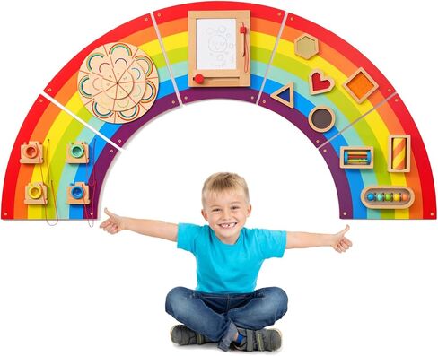 Monläurd® Wooden Airplane Activity Wall Panel for Kids, Sensory Wall Toy, Activity Cube, Wall Toys for Toddlers 1-3, Playroom Toys, Daycare Furniture, Montessori Busy Board in Kuwait