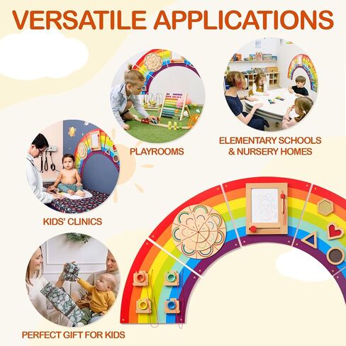 Monläurd® Wooden Airplane Activity Wall Panel for Kids, Sensory Wall Toy, Activity Cube, Wall Toys for Toddlers 1-3, Playroom Toys, Daycare Furniture, Montessori Busy Board in Kuwait