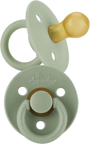 Itzy Ritzy Natural Rubber Pacifiers, Set of 2 – Natural Rubber Newborn Pacifiers with Cherry-Shaped Nipple & Large Air Holes for Added Safety; Set of 2 in Blossom & Rosewood, Ages 6-18 Months in Kuwait