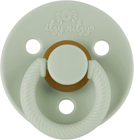 Itzy Ritzy Natural Rubber Pacifiers, Set of 2 – Natural Rubber Newborn Pacifiers with Cherry-Shaped Nipple & Large Air Holes for Added Safety; Set of 2 in Blossom & Rosewood, Ages 6-18 Months in Kuwait